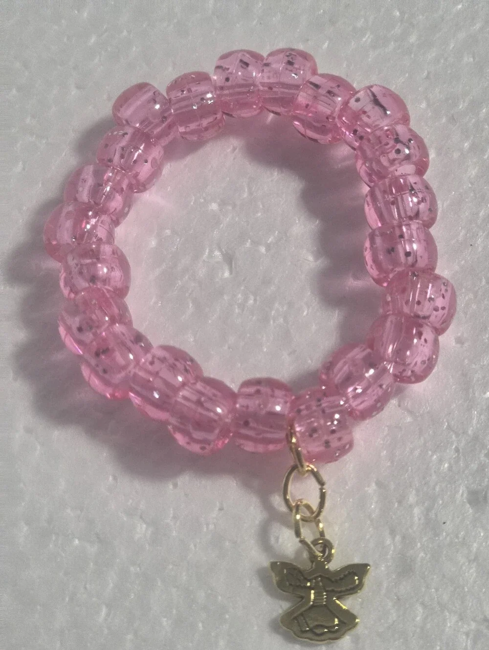 Handcrafted Pink Beaded Bracelet with Gold Girl Charm - Picture 8 of 9